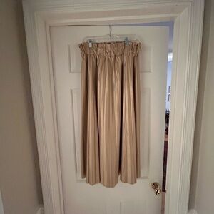 Patty Kim Gold Pleated Leather Midi Skirt